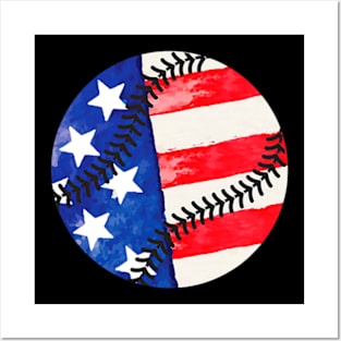 American Flag Baseball Team Gift Posters and Art